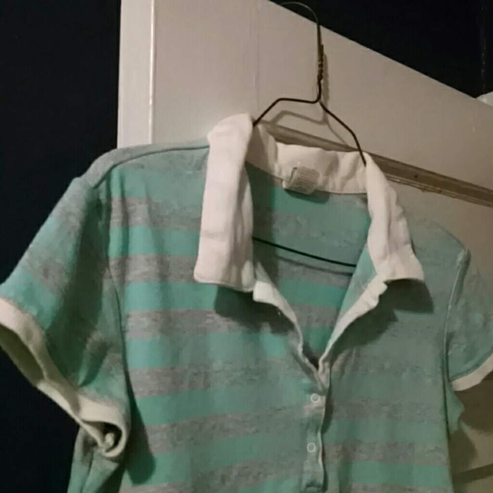 7 for $21/Tilt mint and light grey rugby T-shirt